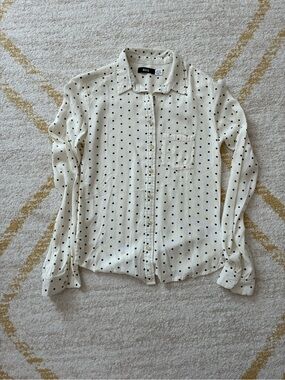 BDG Black and White Polka Dot Button Down Blouse